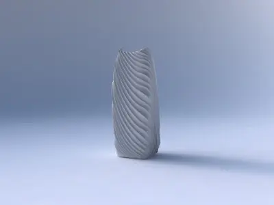Vase arc rectangle with wavy extruded lines 2 3D print model