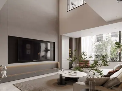 Modern living room dining room interior scenes 336 3D model