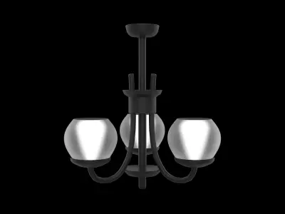 3 bulb  ceiling tight Low-poly 3D model