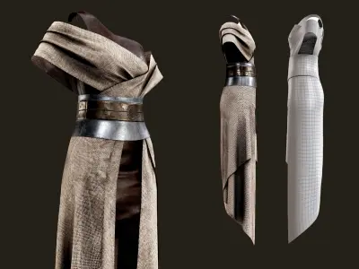 Epic Female Warrior Outfit - Low-Poly Rigged PBR 3D Model Low-poly 3D model