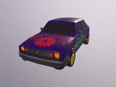 Gameready stylized car Handpainted Lowpoly Low-poly 3D model