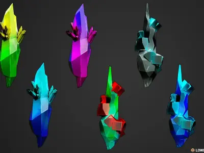 Stylized Crystal Collection  Low-poly 3D model
