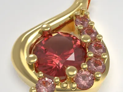 Pendant with gems 3D print model