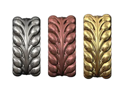 Rounded double row leaf motif band us size 6 7 8  3D print model