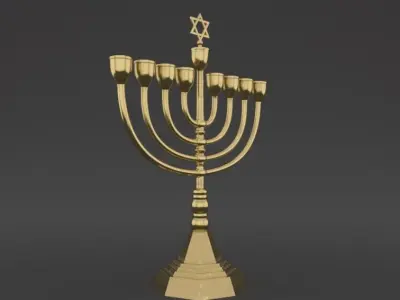 Gold menorah 3D model