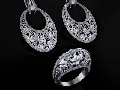 Ring and Earrings 58 3D print model