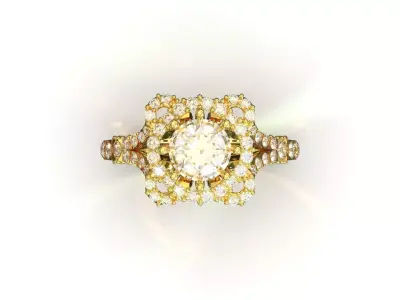 stl 3dm gold Ring Diamond Crown and Brilliant Halo jr00252 3D print model