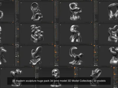 33 modern sculpture huge pack 3d print model 3D Model Collection