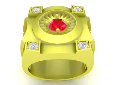 Luxury Round Gemstone Signet Ring for Men 3999 3D print model