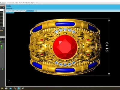 Luxury Royal Red Stone Men Ring 3D Jewelry Model  3801 3D print model