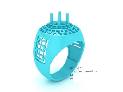 Modern Geometric Diamond Ring for Men 600 3D print model