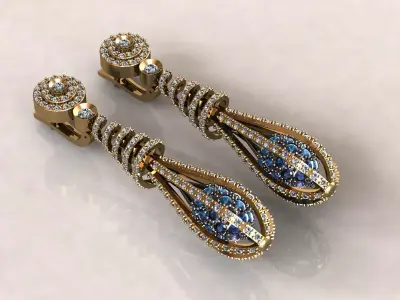 Earrings pear drop 3 3D print model