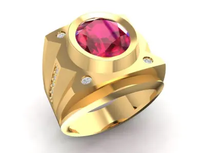 Ruby Gemstone Men Ring 3D Model  2022 3D print model