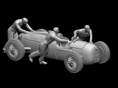 AUDI racing car and team 3D print model