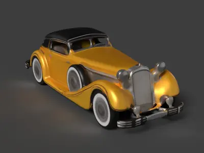 Yellow vintage car   3D model