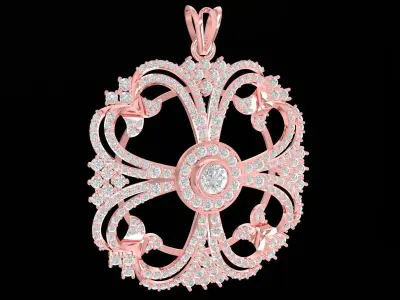Luxury Floral Diamond Pendant 3D Jewelry Model  3233 3D print model
