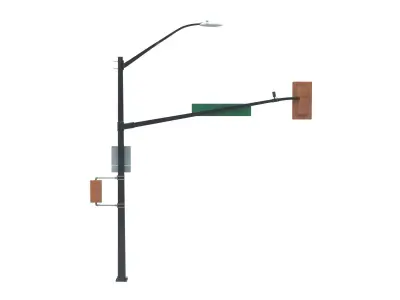 Street Light with Traffic 04 Low-poly 3D model