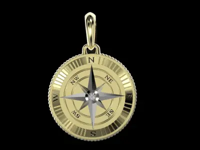 Nautical Star Compass Pendant 3D print model