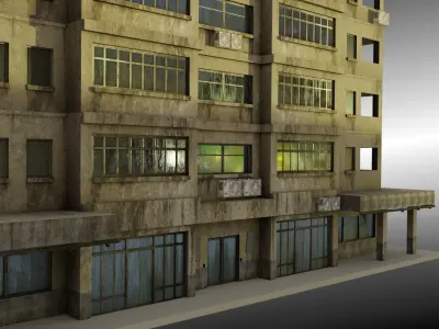 Apartment block dirty Low-poly 3D model