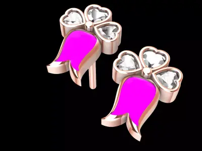 Heart Flower earrings 3D print model