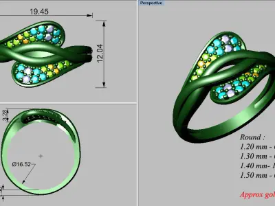 light weight gold diamond rings-C111116SKCH2026030-wt-0-5 3D print model