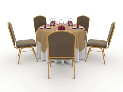 Banquet Table and Chair 09 3D model