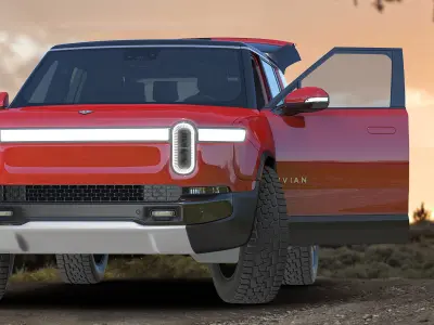 2023 Rivian R1S SUV Red Rigged 3D model