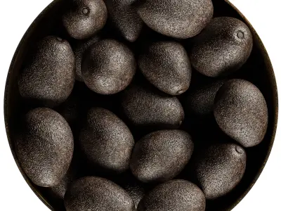 Picardy Brass  Bowl Centerpiece with Avocados 3D model