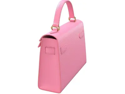 Hermes Kelly Bag Pink Leather Low-poly 3D model