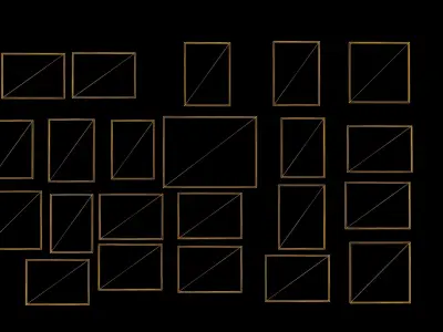 Painting Set Low Poly Game Ready art gallery in virtual world Low-poly 3D model