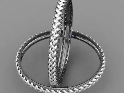 Diamond gold bangles jewelry for woman 3D print model