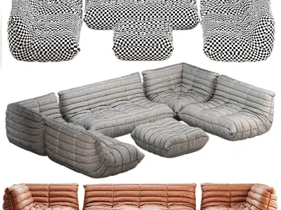 CERTIFIED Ligne Roset TOGO Large set in natural 3D model