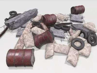 Debris Environment PBR Low-poly 3D model