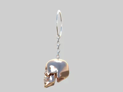 skull keychain copper 3D model
