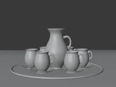 Vase and mugs set 3D model