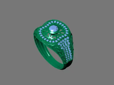 Gents Rings Diamond Men Ring STL 3DM 3D ready print model 3D print model
