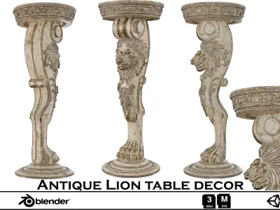 Antique Lion Table Leg - Ornate Classical Decor 3D Model 3D model