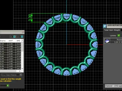 U Shaped Eternity Ring 3 point 2 mm stone size swiss 13 and EU53 3D print model