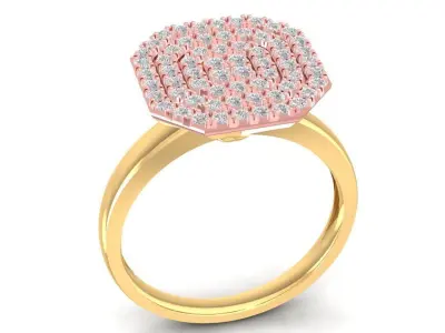 Luxury Square Cluster Diamond Ring 3D Model 3022 3D print model