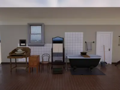 Victorian Bathroom Pack For Unreal Engine Low-poly 3D model