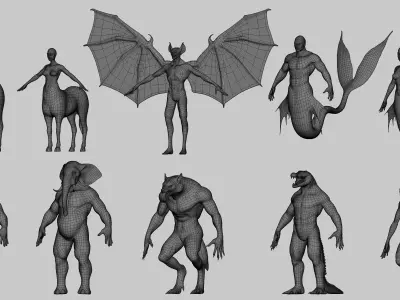 10 Mythical Creatures  Low-poly 3D model