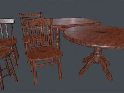 Chairs and Tables Pack Low-poly 3D model