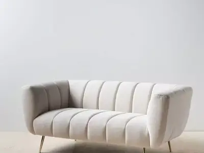 Modern Luxury 3D Sofa Model Elegant Curved Design with Metallic 3D model