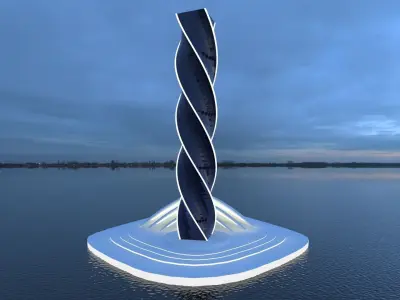 futuristic building Low-poly 3D model