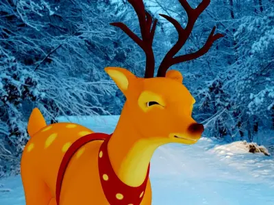 Rigged Cartoon Deer Low-poly 3D model