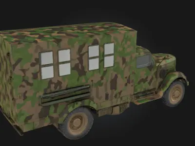 Camouflage Transporter  Concealed Military Vehicle Model 3D model