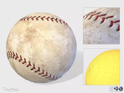 Old Baseball PBR  3D model