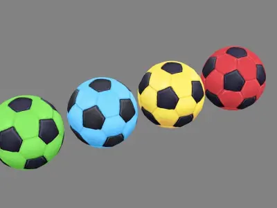 4 colored balls Low-poly 3D model
