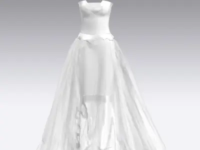 dress white silk satin cotton fabric vual skirt look Low-poly 3D model