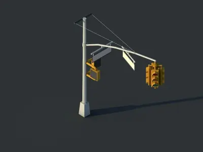 Cartoon Low Poly Brooklyn Trafficlight Low-poly 3D model